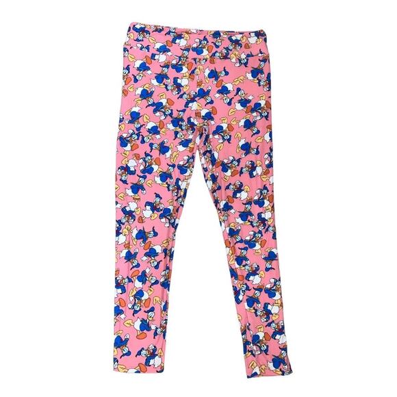 Lularoe Donald Duck Pink Soft Leggings Tall & Curvy - Picture 2 of 4
